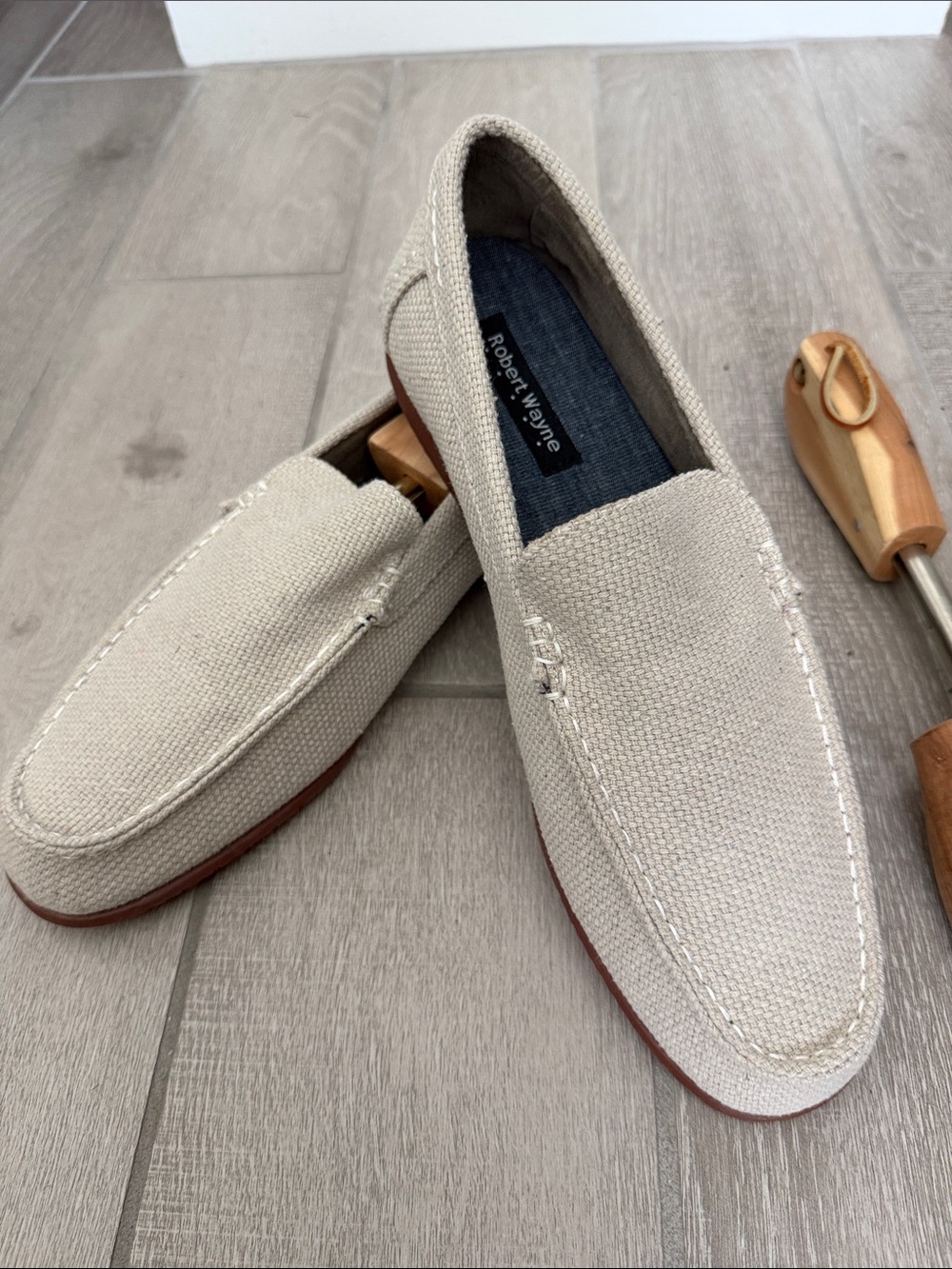 Robert Wayne Natural Beige Canvas Slip-Ons